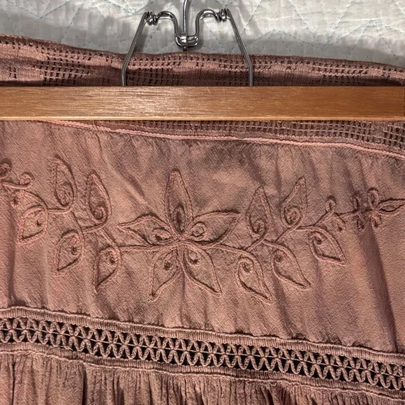 Scully Mauve Tiered Embroidered A-Line Skirt - Picture 5 of 9